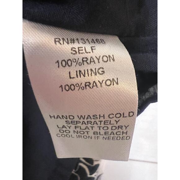 FATE Midi Dress Navy Blue White Ruffles Rouched Waist Size MED - Picture 3 of 5